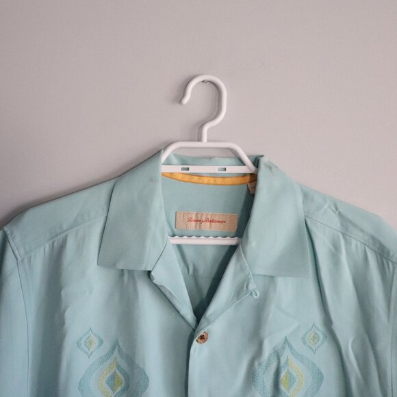 Tommy Bahama Mens Blue Sz S 100% Silk Buttoned Camp Short Sleeve Collared Top - Picture 4 of 14